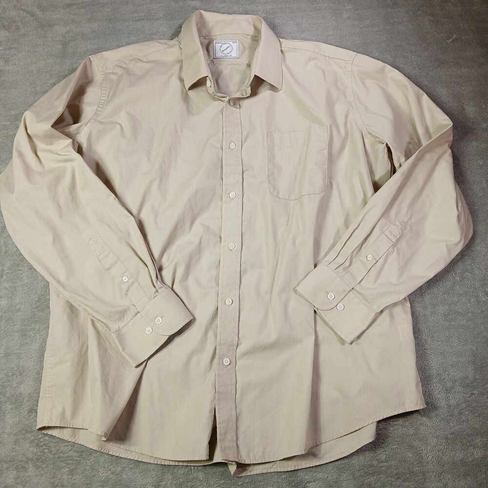 Bespoke Mens 18.5 36 37 2XL XXL Beige Tan Dress Shirt Quiet Luxury Old Money